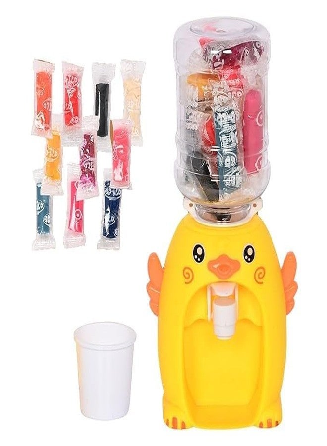 MANVI Water Dispenser Toy for Kids, Duck Cartoon Character Drinking Fountain Pumps Water, Juice & Milk Water Dispenser Toy Kids (10pcs Clay Water Dispenser, Yellow) - Image 1